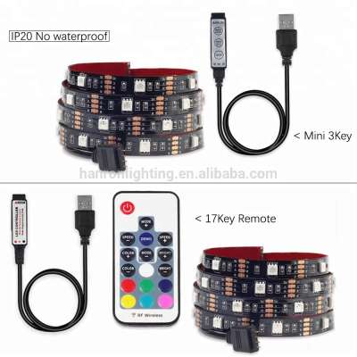 DC5V USB LED strip waterproof 5050 RGB Flexible Light 1M 2M TV Background Light RGB LED strip Adhesive Tape