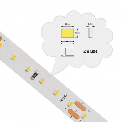 12V 24V 60leds 120leds High CRI 90 smd 2216 8mm led strip light Warm White 2700K Cold White 6000K flexible Led strip